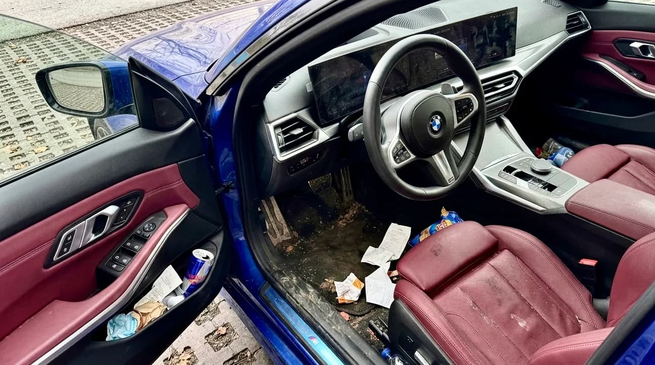 Interior del auto antes del detailing